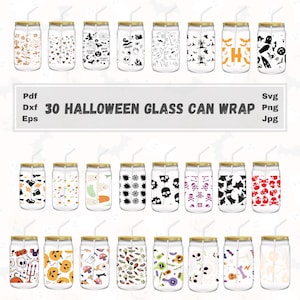 Halloween 16oz Glass Can Wrap Bundle | Halloween Cup Wrap | Spooky Glass Cup Wrap Bundle | Drinkware |Svg Files for Cricut.