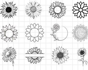 Sunflower SVG Bundle Sunflower Monogram Svg sunflower png sunflower cut file sunflower clipart sunflower silhouette svg file for cricut