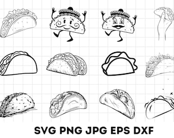 Taco SVG Bundle / Mexican Food Svg/ Printable files/ Cricut/ Cut Files/ Sihlouette files/Clipart/ Vector files/digital download