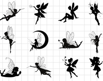 妖精 SVG バンドル、妖精 PNG バンドル、妖精クリップアート、妖精シルエット、歯の妖精 SVG、魔法 SVG、妖精 SVG、Cricut 用妖精 SVG カット ファイル