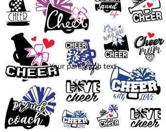 Cheer Svg Bundle, Cheerleading Svg, Cheer Svg, Cheer Team Svg, Cheer Squad Svg, Cheerleader Girl Svg, Cheer Mom Svg, Cut File Cricut