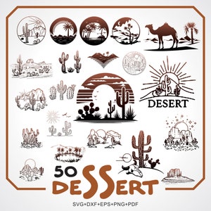Desert Scene Svg Bundle, Desert Scene Clipart For Cricut, Desert Scene Silhouette, Desert Scene Vector, Desert Decal, Desert Scene Cut Files