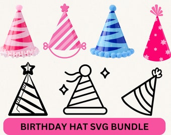 Birthday Hats SVG, Birthday Party Clipart, Party Hats SVG, Printable birthday party hat, Party hats for kids , Celebration Svg