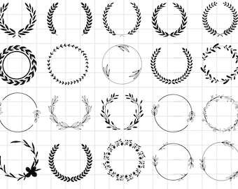 Wreath svg bundle, circle svg bundle, floral wreath svg, heart laurel wreath svg, wedding wreath svg, wreath monogram svg circle frame