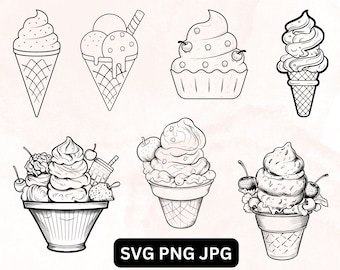 アイスクリーム SVG、スイートアイスクリームコーンカットファイル、アイスクリームクリップアート、夏 svg、デザート svg、アイスクリームシルエット SVG、Png、ベクター