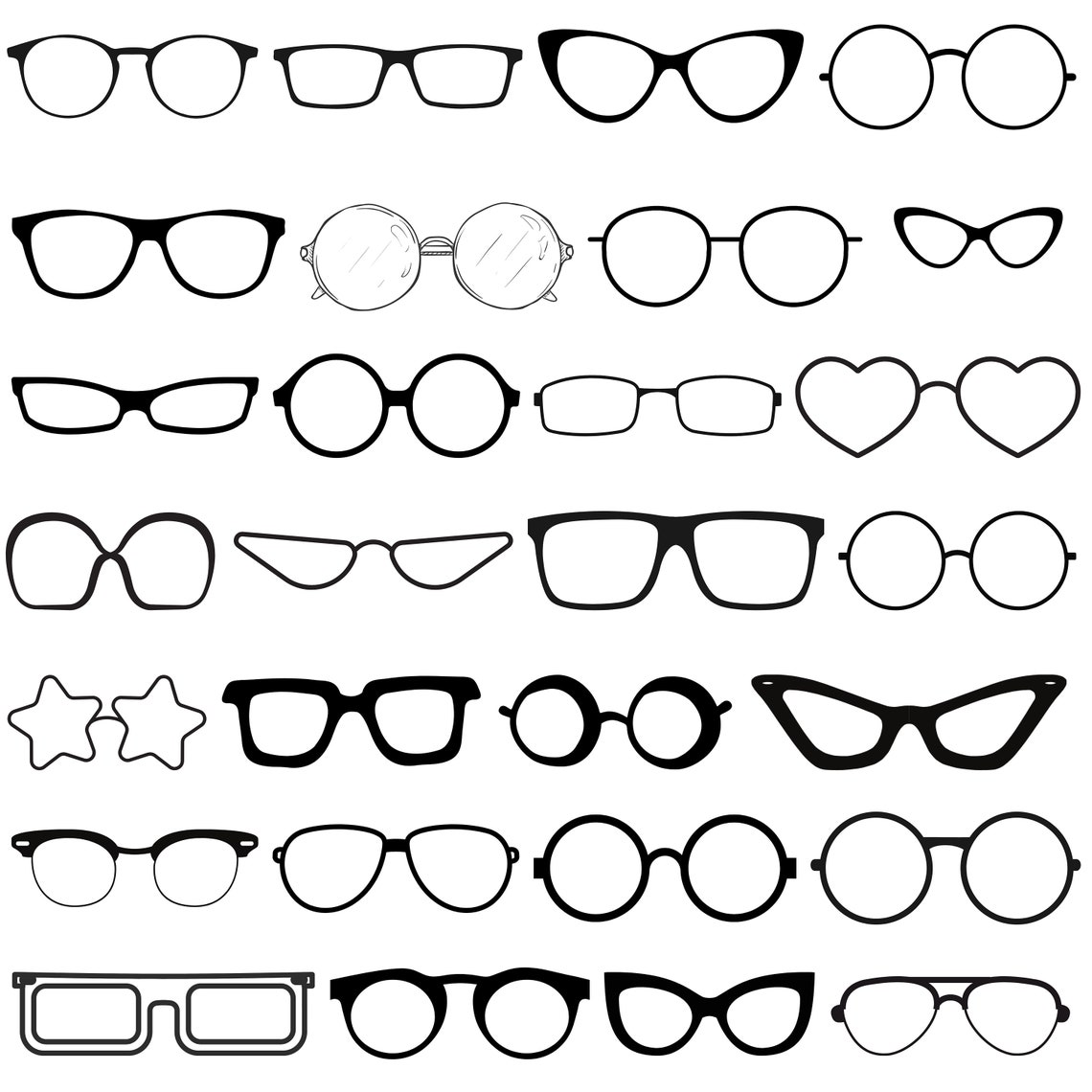 Glasses Set Svg Bundle, Svg, Dxf Eps Png, Jpg, Glasses Bundle Svg ...
