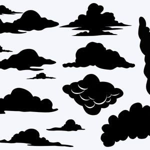 Cloud Svg Bundle, Clouds Svg, Clouds Clipart, Sky Svg, Cloud Svg Files, Weather Cloud Svg, Cloud Cut Files For Cricut, Clouds Silhouette