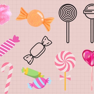 Candy SVG Bundle, Doodle Candy, Candy Sticker, Candy Clipart,Lollipop Svg, Sweets Svg, Candy Cane Svg, Lollipop Cut File
