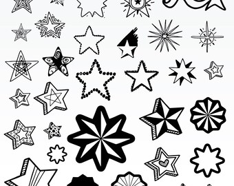 Stern-Svg-Bundle, Nachtstern Clipart für Cricut, leuchtende Sternsilhouette, Sternvektor, Weihnachtssterndesigns, Sternschnittdateien.
