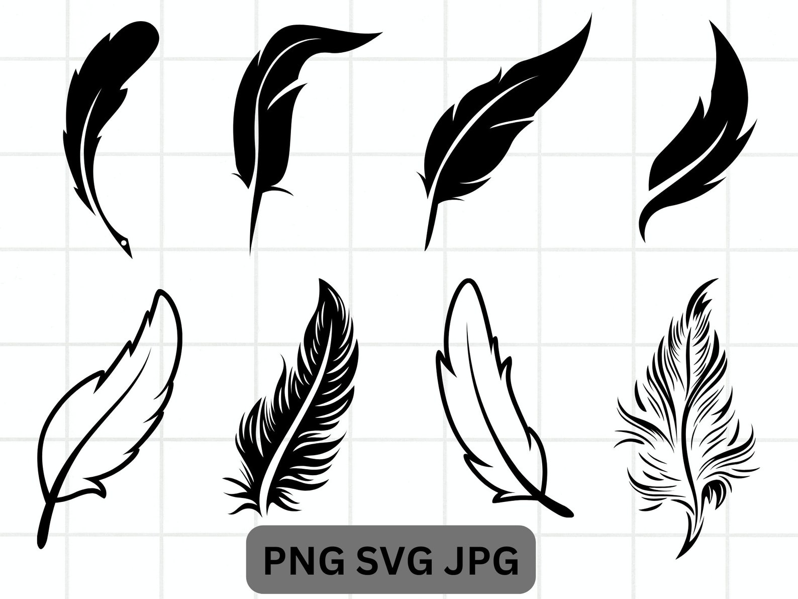 Feather Svg Bundle, Feather Birds Svg, Feathers Silhouette, Boho ...