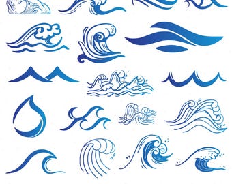 波のSVGバンドル、海の波のSVG、海の波のクリップアート、サーフィンのSVGカットファイル、ビーチの波のベクター、波のシルエット、クリカットとレーザー彫刻のファイル