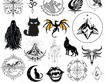 Acotar svg-paket, acotar png, acotar-filer cricut, acotar skjorta svg, fjärde vinge svg, velaris png, feyre svg, digital nedladdning