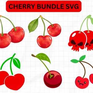 Ciliegie in formato svg, clipart ciliegie, sublimazione di ciliegie, ciliegie in formato svg, frutta in formato svg, Cherry Cricut e Silhouette Cut file, ciliegie fresche