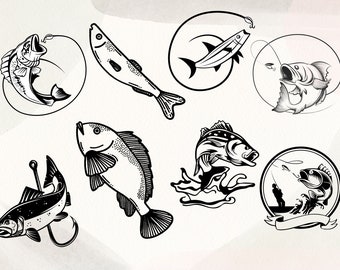 Fiske SVG-paket | Abborrfiske SVG | Fiske SVG | Abborrfisk svg | Abborr Clipart | Abborrvektor | Fiskkrok Svg | Fiskare som fångar fisk svg