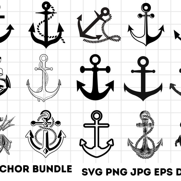 Anchor SVG Bundle, Anchor clipart bundle, Split Anchor SVG, Anchor ClipArt, Monogram Anchor Svg, Cut Files For Cricut, Silhouette,