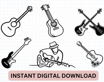 Guitar SVG File, Music svg, Music Lovers svg, Shirt for Musicians svg, Guitar Silhouette SVG Files, Guitar Note Svg, Guitar Bundle svg