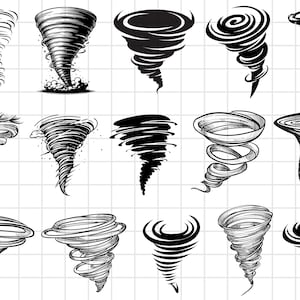 Peut inclure: Un ensemble de 18 illustrations en noir et blanc de tornades. Les tornades sont dessinées dans une variété de styles, certaines sont plus réalistes, tandis que d'autres sont plus stylisées. Les illustrations sont parfaites pour une utilisation dans une variété de projets, tels que des sites Web, les médias sociaux ou des supports imprimés.