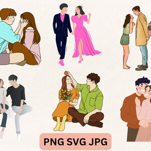 Couple SVG Bundle - Couple PNG Bundle - Clipart Couple - Couple SVG coupe fichiers pour Cricut - Silhouette de Couple - Couples Svg - Svg de mariage