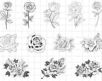 Rose Svg | Flower svg | Floral svg | Rose clipart | Svg files for cricut | Rose png | Roses | Love svg | tattoo svg | rose vector svg | svg