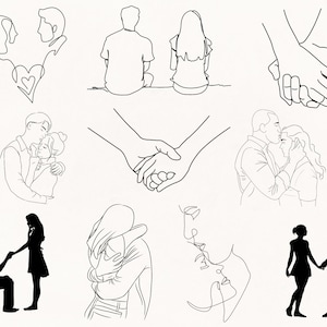 Silueta de pareja svg, Relación svg, Tomados de la mano SVG, Siluetas de pareja, Paquete svg de pareja, Silueta de amantes, Pareja de boda svg
