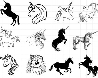 Unicorn SVG Bundle, Unicorn head Svg, Unicorn Clip Art, Unicorn Face SVG, Cute Unicorn SVG, Cricut, Silhouette Cut File Decal