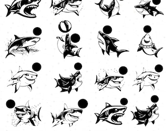 Pacchetto SVG di squali carini / File di taglio di squali per bambini
