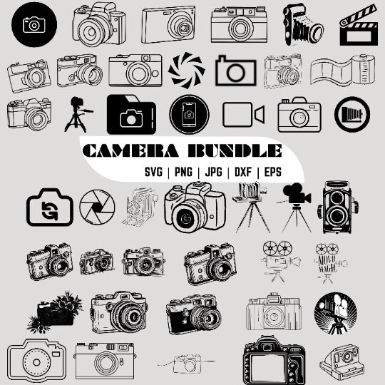 Camera SVG Bundle, Camera Clipart SVG, Vintage Camera Svg, Camera
