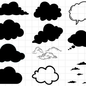 Cloud Svg Bundle, Clouds Svg, Clouds Clipart, Sky Svg, Cloud Svg Files, Weather Cloud Svg, Cloud Cut Files For Cricut, Clouds Silhouette