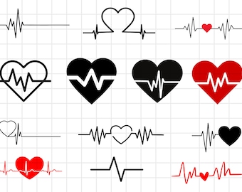 Heartbeat svg bundle, Heart beat svg, Heartbeat Clipart, Healthcare, Nurse SVG cut file cutting file Stethoscope Health Heart Cardiogram