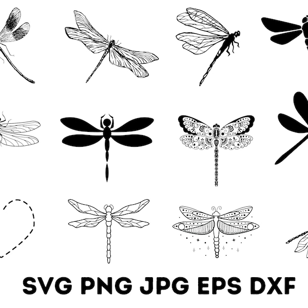 Dragonfly SVG Bundle, Insect svg, Dragonfly vector, Dragonflies, wings cut file, Dragonfly PNG, Dragonflies Svg,Files for Cricut,Silhouette