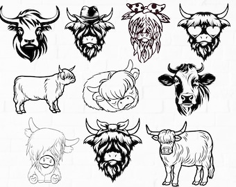 Highland Cow Svg & Png, Cute Cow Clipart, Baby Highland Cow Vector Image, Heifer Cow Silhouette, Sublimation Design, Farm Animal Cut File