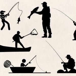 Bundle FISHING in formato SVG, file di taglio FISHING Svg per Cricut, Fishing Lure Svg, Bass Svg, trota Svg, pescatore che cattura pesce Svg