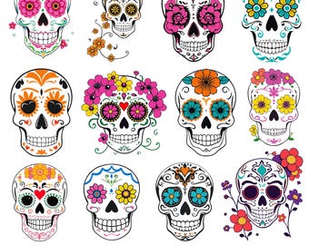 Sugar Skull SVG Bundle Mexican Sugar Skull Clipart Floral Sugar Skull SVG Day Of The Dead PNG Sugar Skull svg Dia De Los Muertos Clipart svg