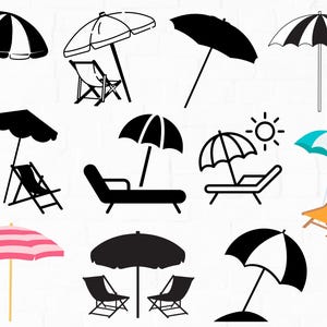 Beach Umbrella Svg, SVG Files for Cricut, Tropical Svg, Beach Umbrella PNG, Beach Clipart, Sun SVG, Umbrella Cut File, Summer Design Svg