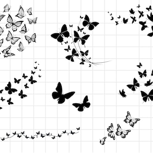 Bundle Svg papillons volants, png papillon, papillon Svg, Svg en couches, mise en page, essaim de papillons svg, couper des fichiers pour Cricut, Silhouette