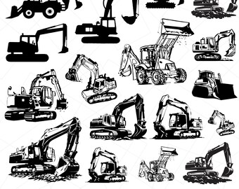Graafmachine SVG bundel, bouw vrachtwagen clipart, bouw SVG, zware machines vector, graafmachine gesneden bestanden, commercieel gebruik clipart
