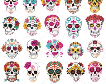 Sugar Skull SVG Bundle Mexican Sugar Skull Clipart Floral Sugar Skull SVG Day Of The Dead PNG Sugar Skull svg Dia De Los Muertos Clipart