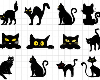 Katzensilhouette | Katze SVG | Katzenkopf SVG | Halloween SVG | Cat Cut Dateien | Katzen Design | Kätzchen | Katze Vektor | Katzen-Svg | Haustier-Silhouette