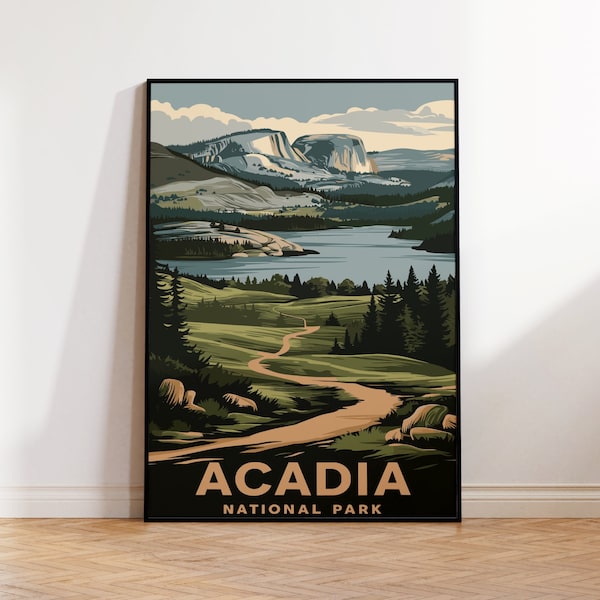 Acadia National Park Poster, Vintage Travel Poster, Wall Art, Home Decor, Nationalpark, Travelposter, Scenic Landscape Print