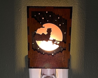 Witch Night Light - Handmade Light With Lantern Paper