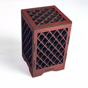 Ember Grid - Handcrafted Wooden LED Lantern - Layered Wood Lantern - Modern Wooden Accent Light