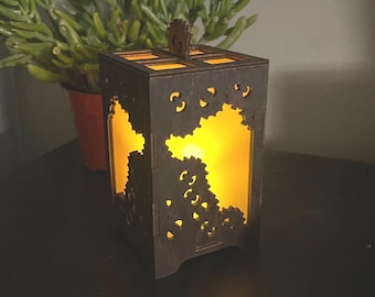 Dust Sprites Candle Lantern - Handmade Wooden Lantern