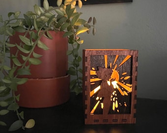 Howl Candle Holder - &quot;The Boy Who Swallowed A Star&quot; - Handmade Wooden Candle Holder