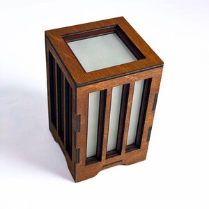 Slats - Handcrafted Wooden LED Lantern - Layered Wood Lantern - Modern Wooden Accent Light