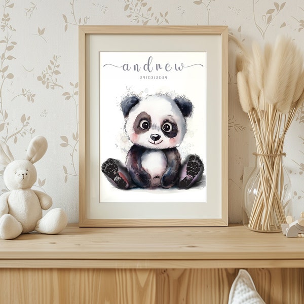 Baby Panda Paw Print 2, Panda Baby Foot Print, Personalized Baby Gift, Baby’s Foot Print, Wall Mural Baby and Kids Room Animals,