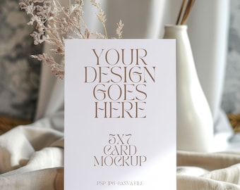 5x7 Card Mockup, Wedding Invitation, Baby Shower, Paper Mockup, Stylize Photography, art PSD, JPG, Canva File, 300DPI, Boho