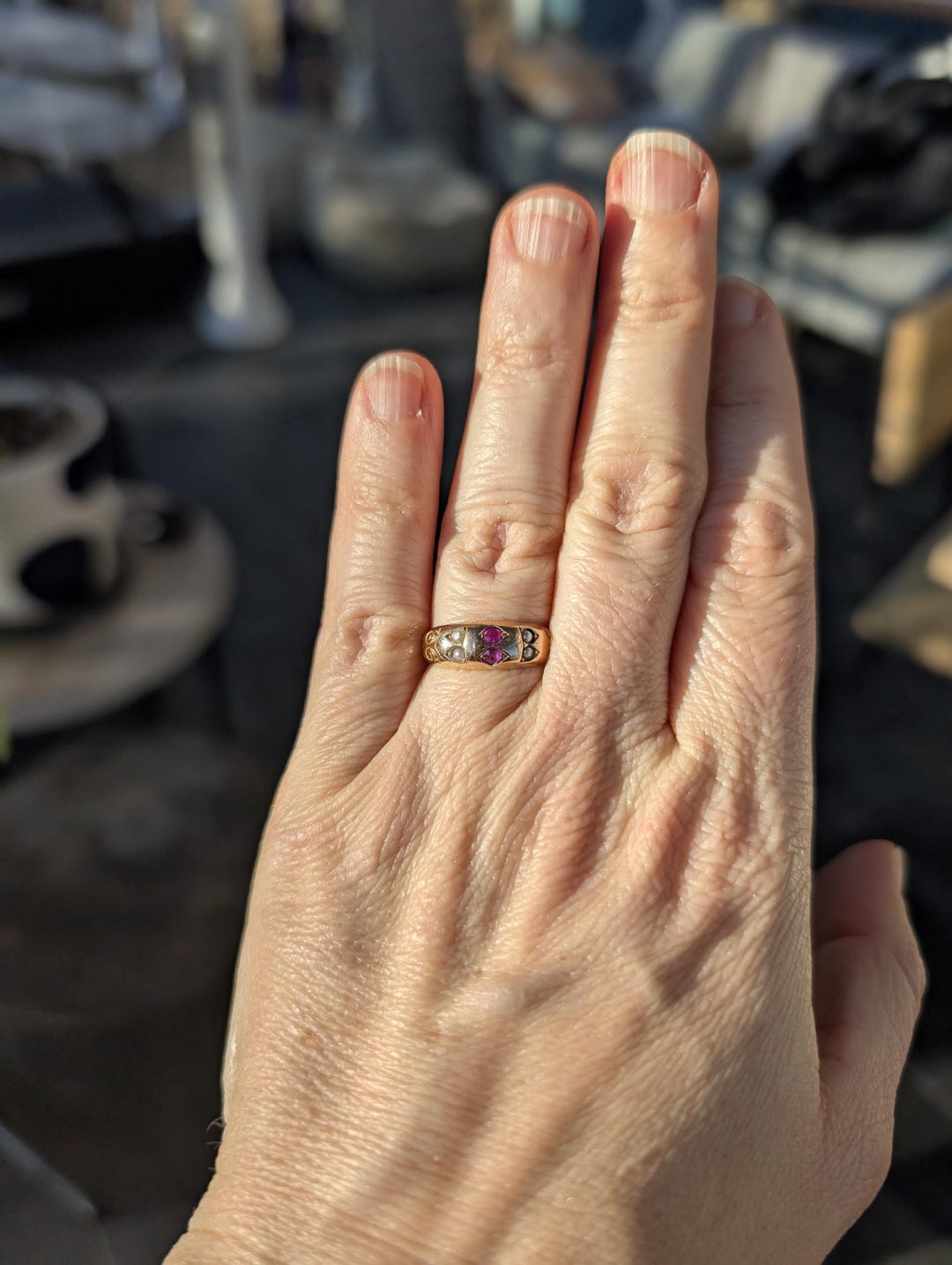 15k British Ruby and Pearl Ring, With Crisp Hallmarks for 1862! - Etsy