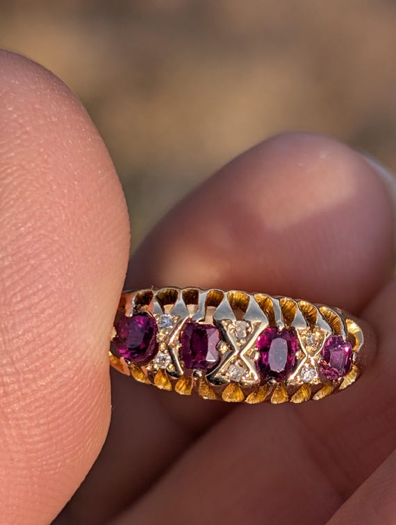 Stunningly restored 18k ruby and diamond ring - image 1