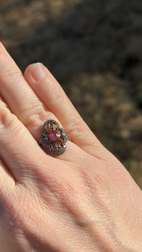 Gorgeous Late 1800s Antique Ruby and Diamond Ring 