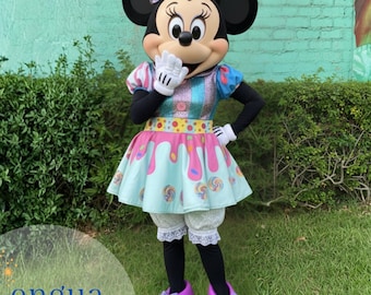 mascot costume Minnie Mouse candy land, cosplay mascot, botarga, minnie costume, Adult Full Body Mouse Costume,Birthday Party Cosplay Outfit